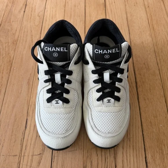 HTF Chanel Rev Sneakers in White and Black US 6 Womens - Picture 2 of 9